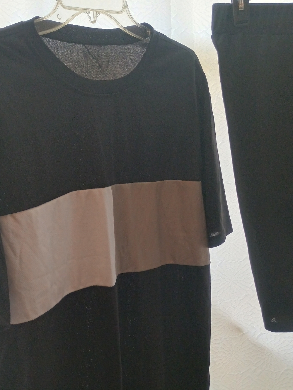 Black Tee with Gray Center Panel
